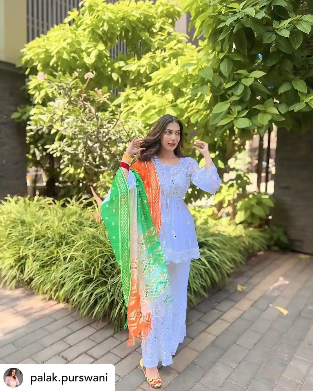 Palak White Noor Mirror Chikankari