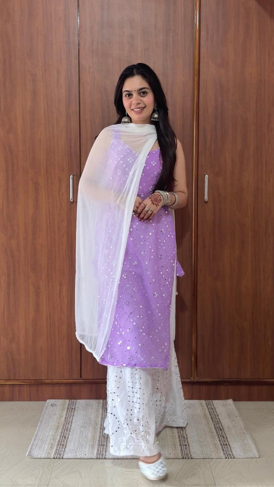 Lush Lilac Mirror Gulnaz Kurta