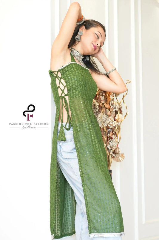 Lush Green Embroidered Dori Gulnaz Kurta - Passion for Fashion by Shivani