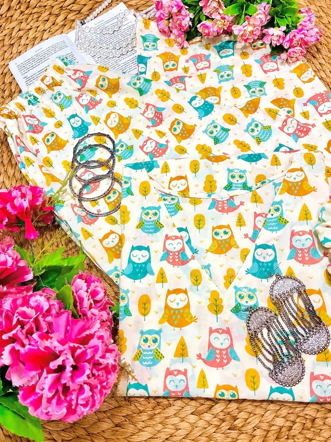 Meher Owly Print Ethnic Set