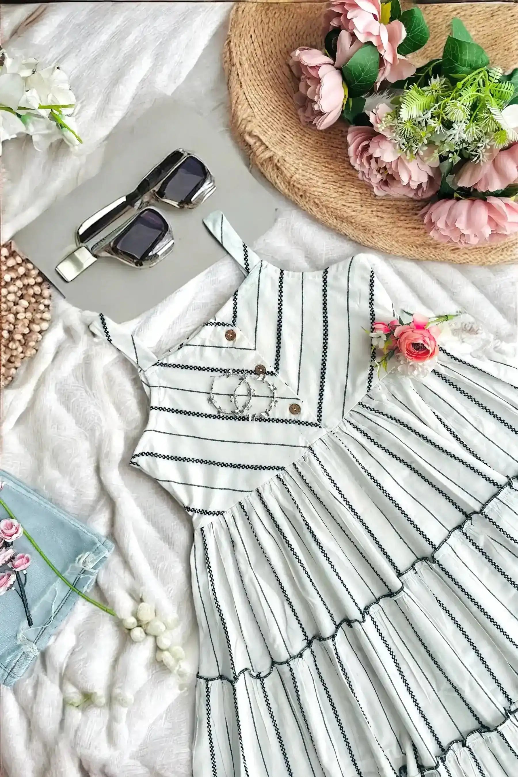 Titanium White Gulnaz Frill Kurta - Passion for Fashion by Shivani