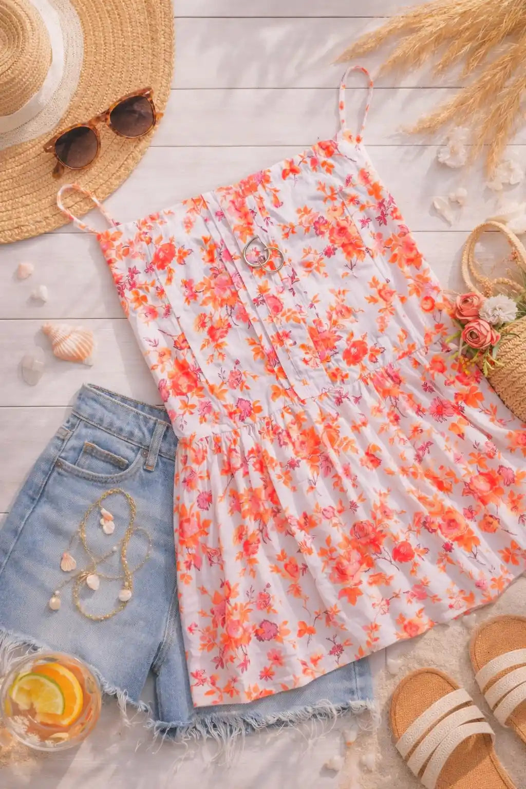 Soft Cotton Floral Peplum Top