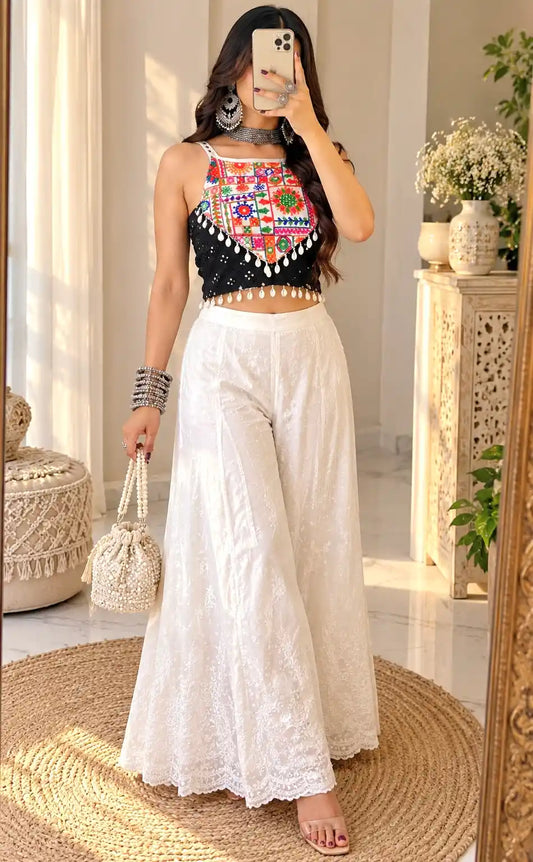 Gamti Black Embroidered Bralette Top