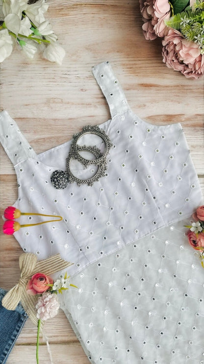 Whimsical White Mirror Gulnaz Kurta