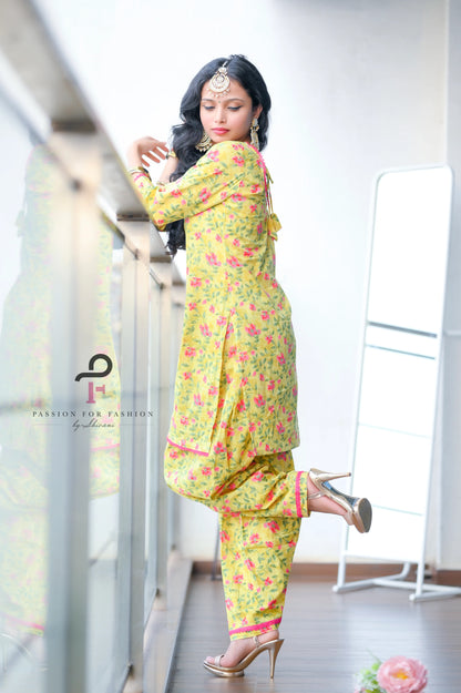 Shades Of Green MulMul Patiala Suit Set