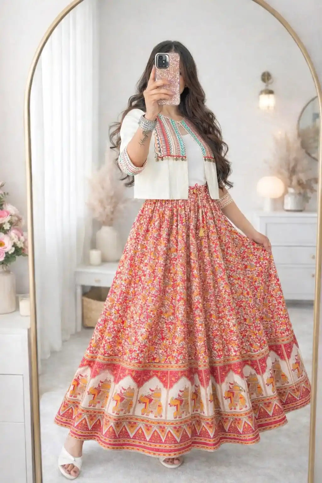Mustard Elephant Jaipuri Twirl Skirt