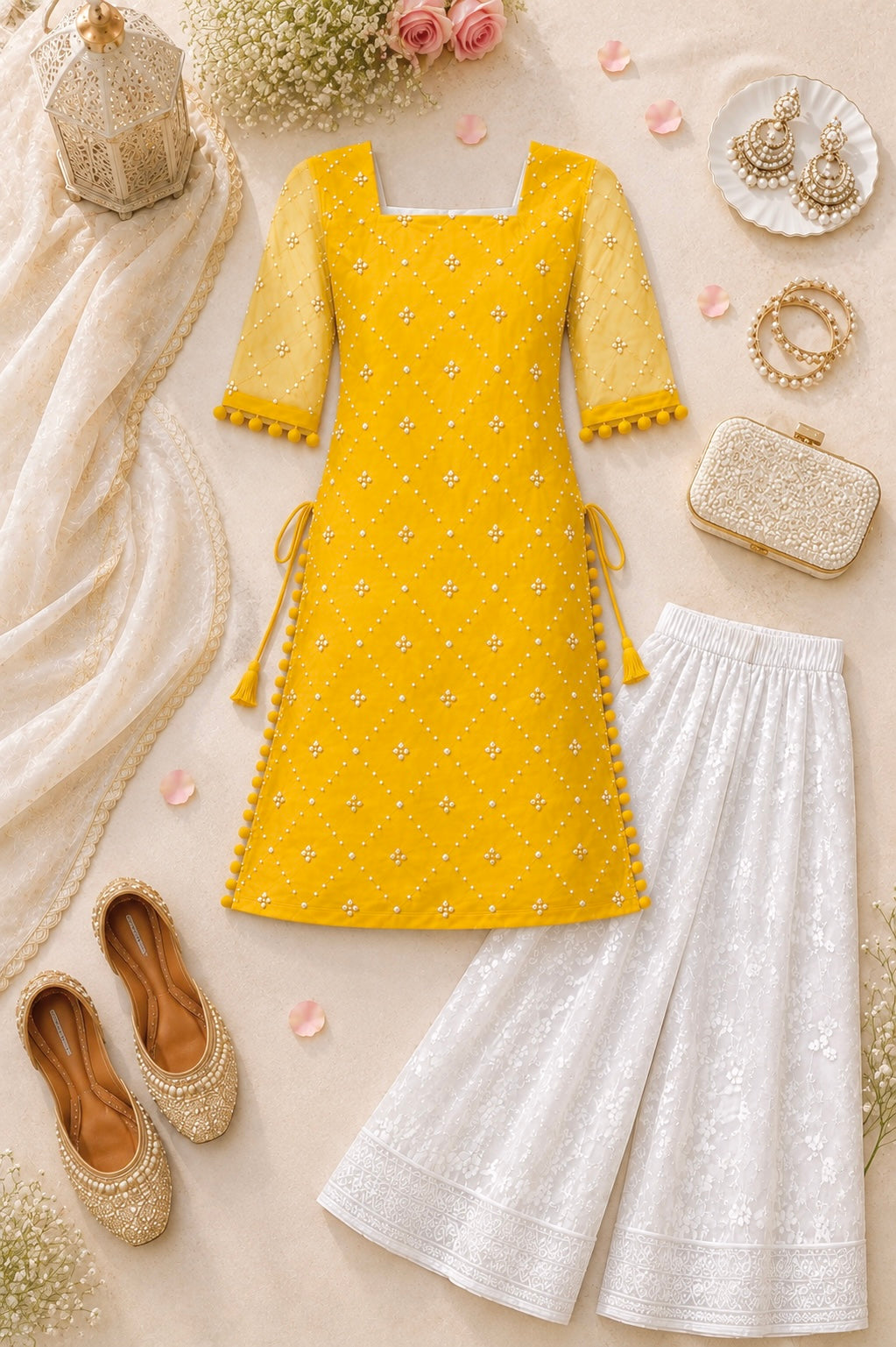 Jaaz Yellow Embroidered Gulnaz Kurta