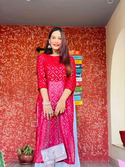 Rose Maroon Embroidered Gulnaz Kurta