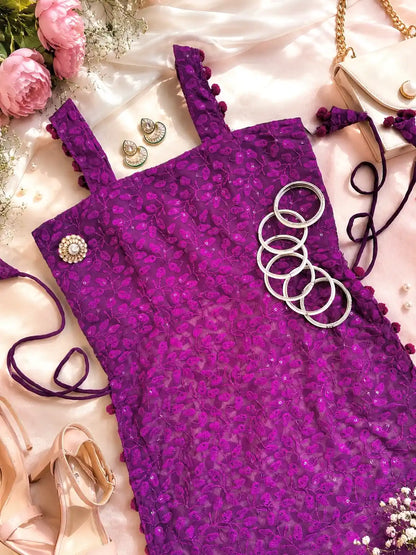 Fuchsia Blush Gulnaz Embroidered Kurta
