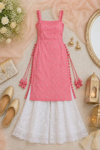 Shimmer Peach Embroidered Gulnaz Kurta