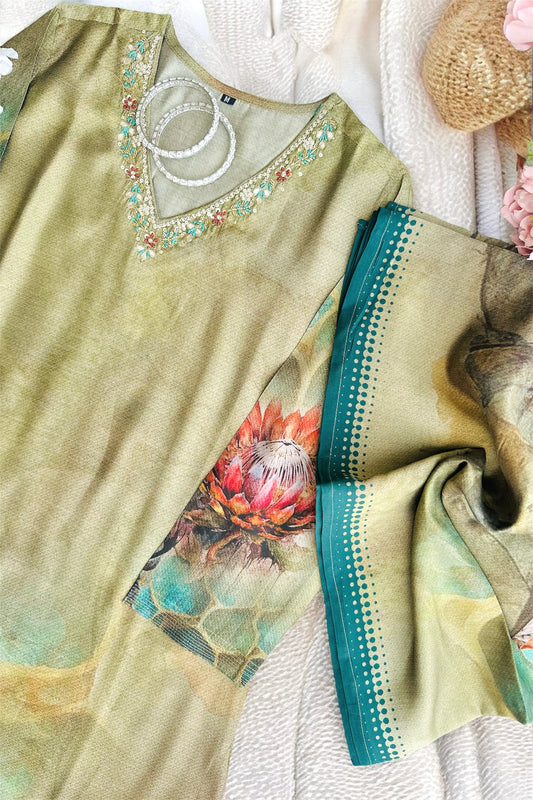 Meher Olive Banarasi Suit Set