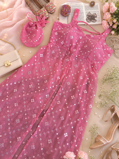 Rosey Peach Embroidered Gulnaz Kurta
