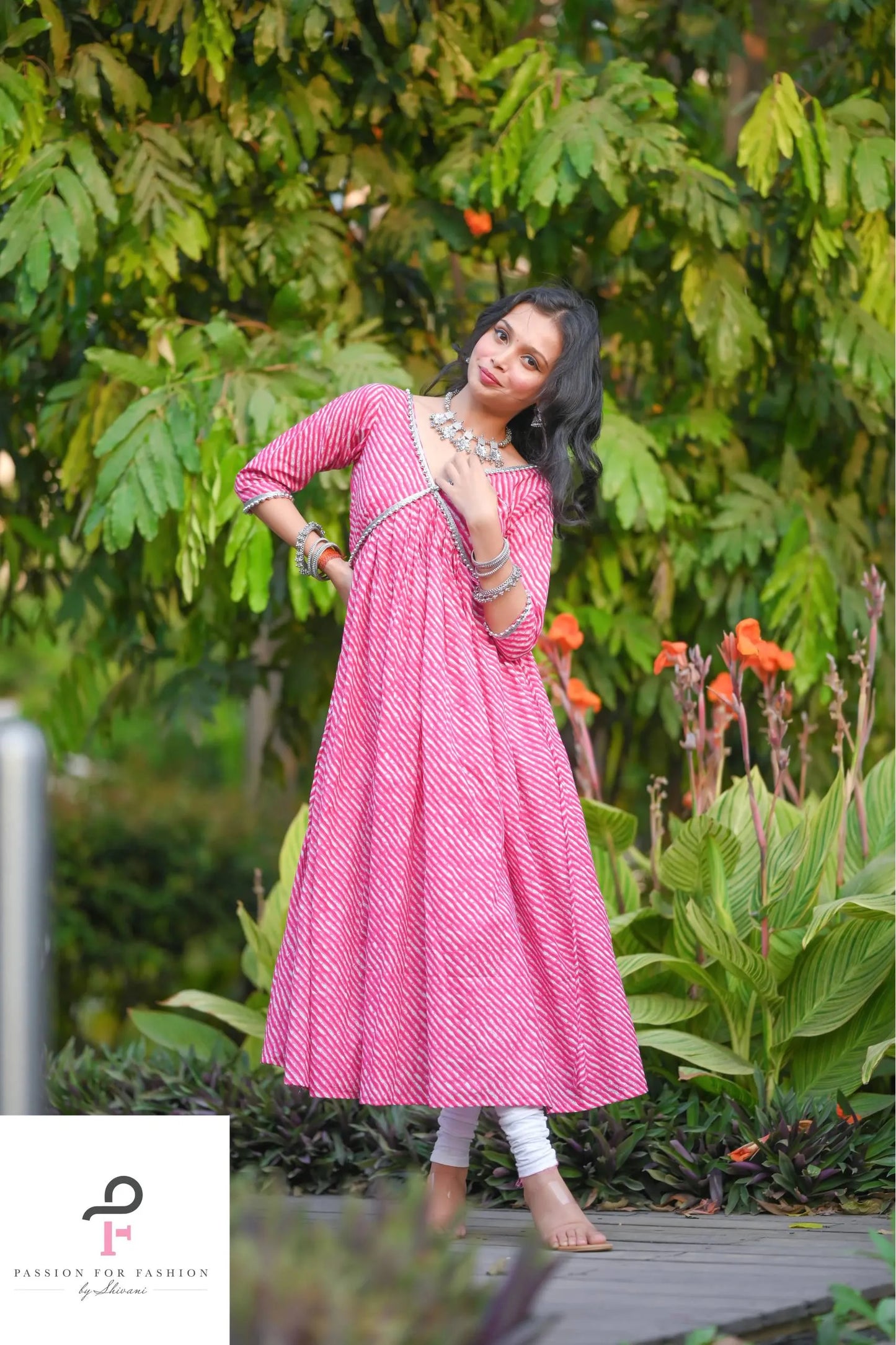 Rosebloom Pink Lehriya Gulnaz Anarkali