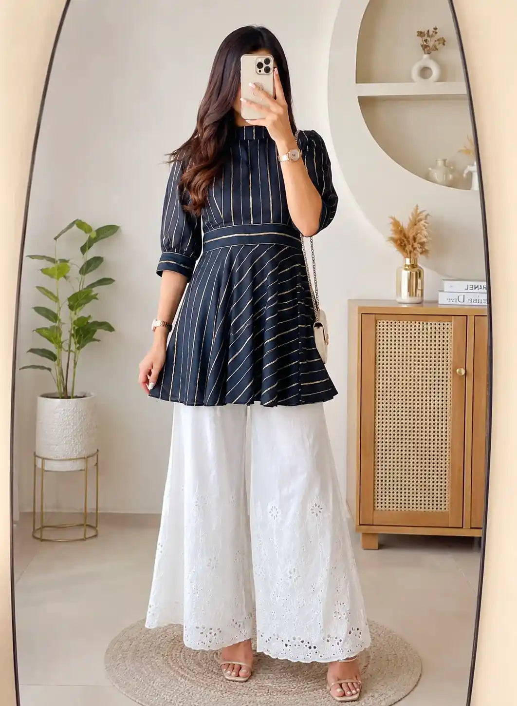 Smoky Black Gulnaz Peplum Top