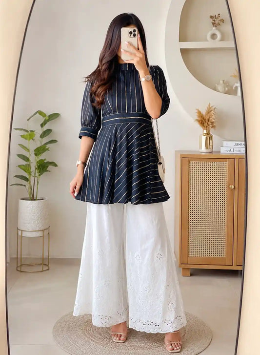 Smoky Black Gulnaz Peplum Top