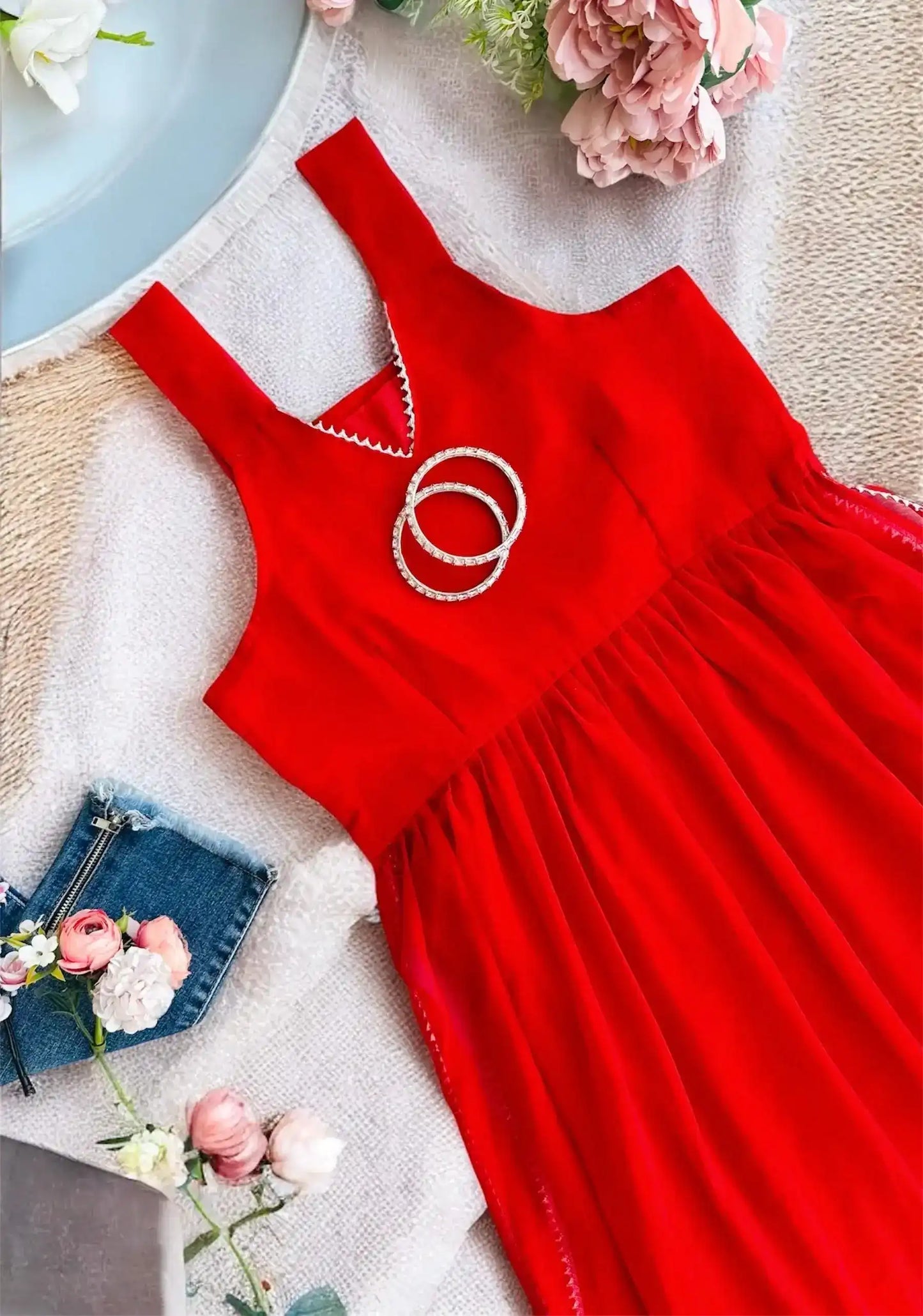 Cherry Red Gulnaz Slit Kurta - Passion for Fashion by Shivani