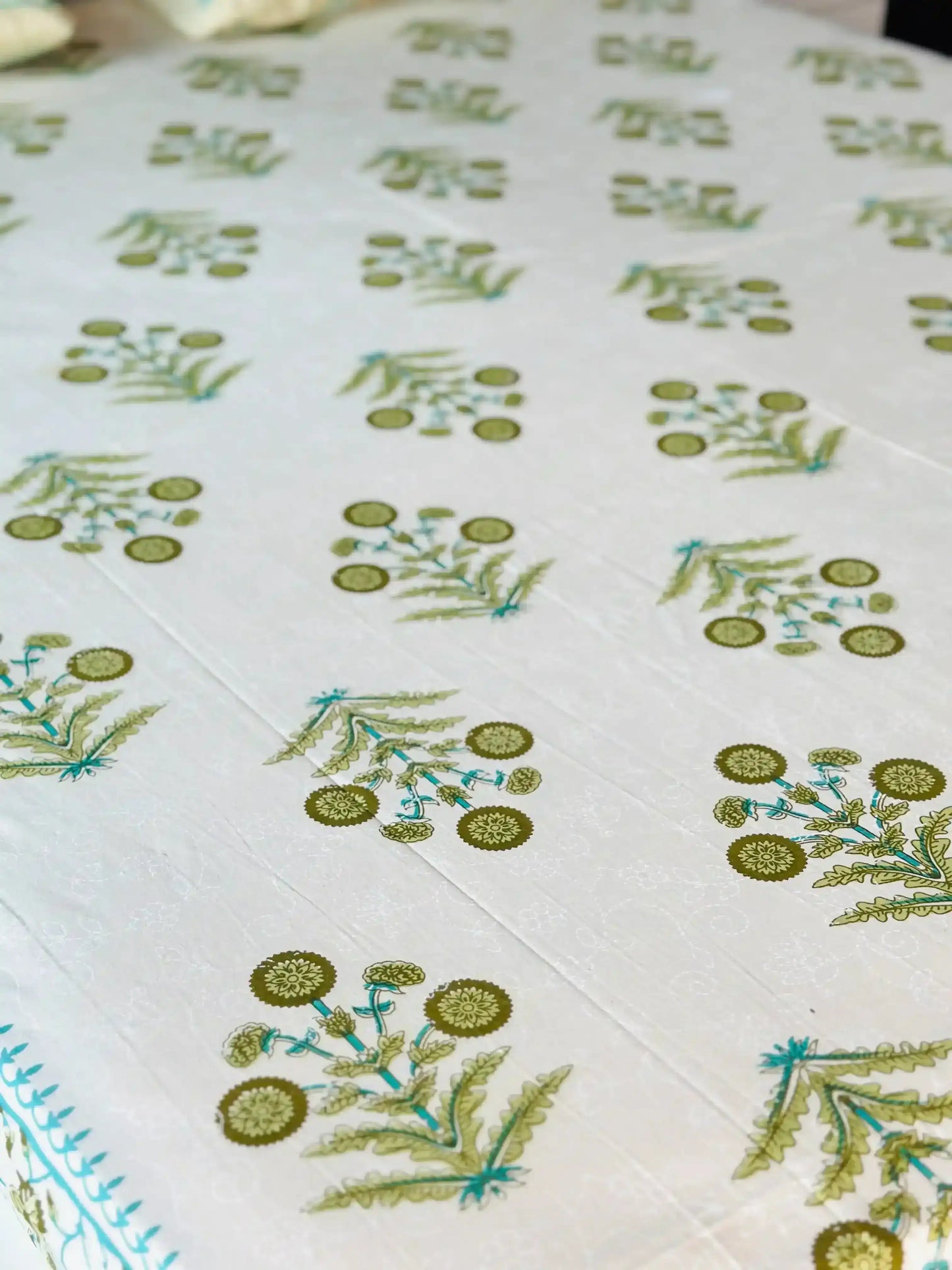 Green Block Jaipuri Bedsheet
