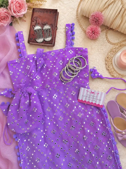 Mirror Lilac Gulnaz Embroidered Kurta
