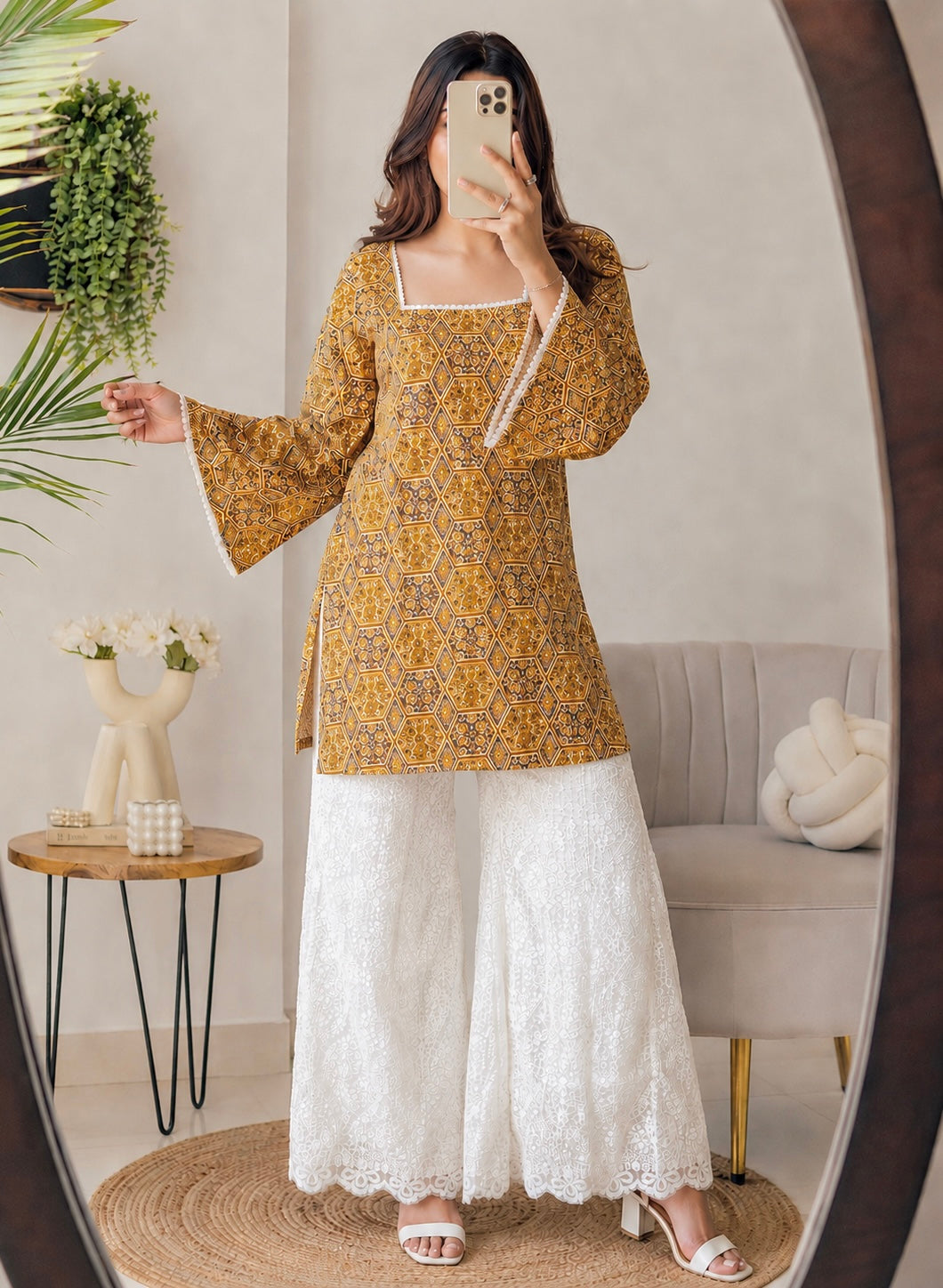 Gulnaz Brown Vintage Mosaic Kurti