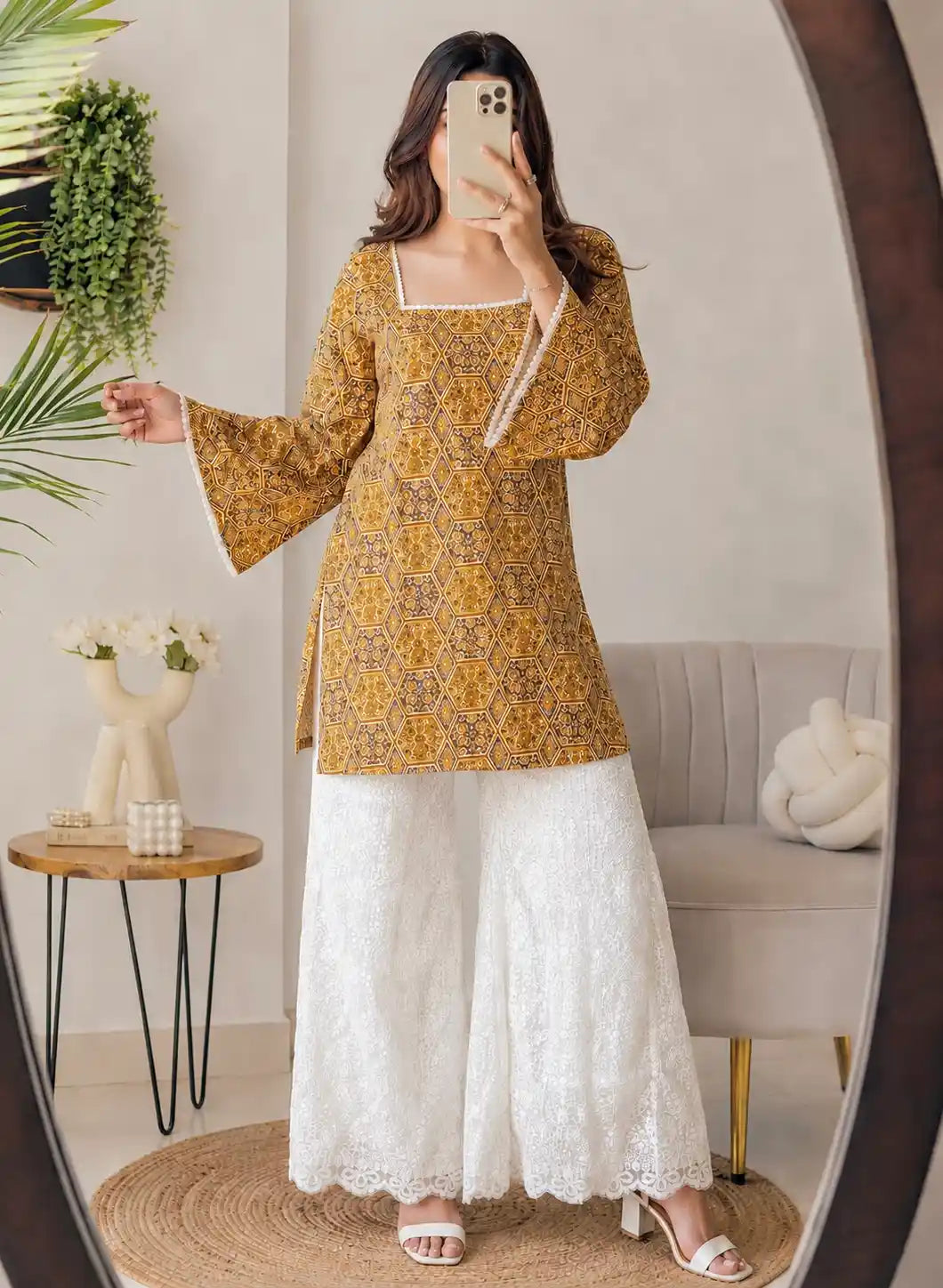 Gulnaz Brown Vintage Mosaic Kurti