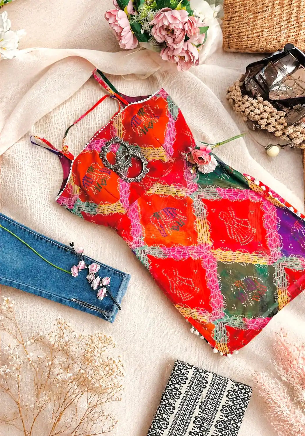 Bandhani Charm Back-Tie Top