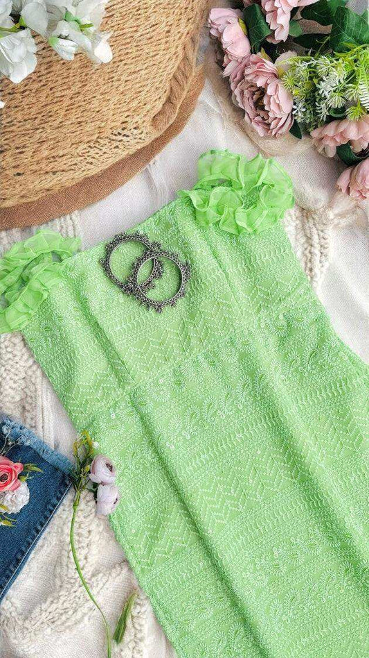 Soft Green Embroidered Gulnaz Kurta - Passion for Fashion by Shivani