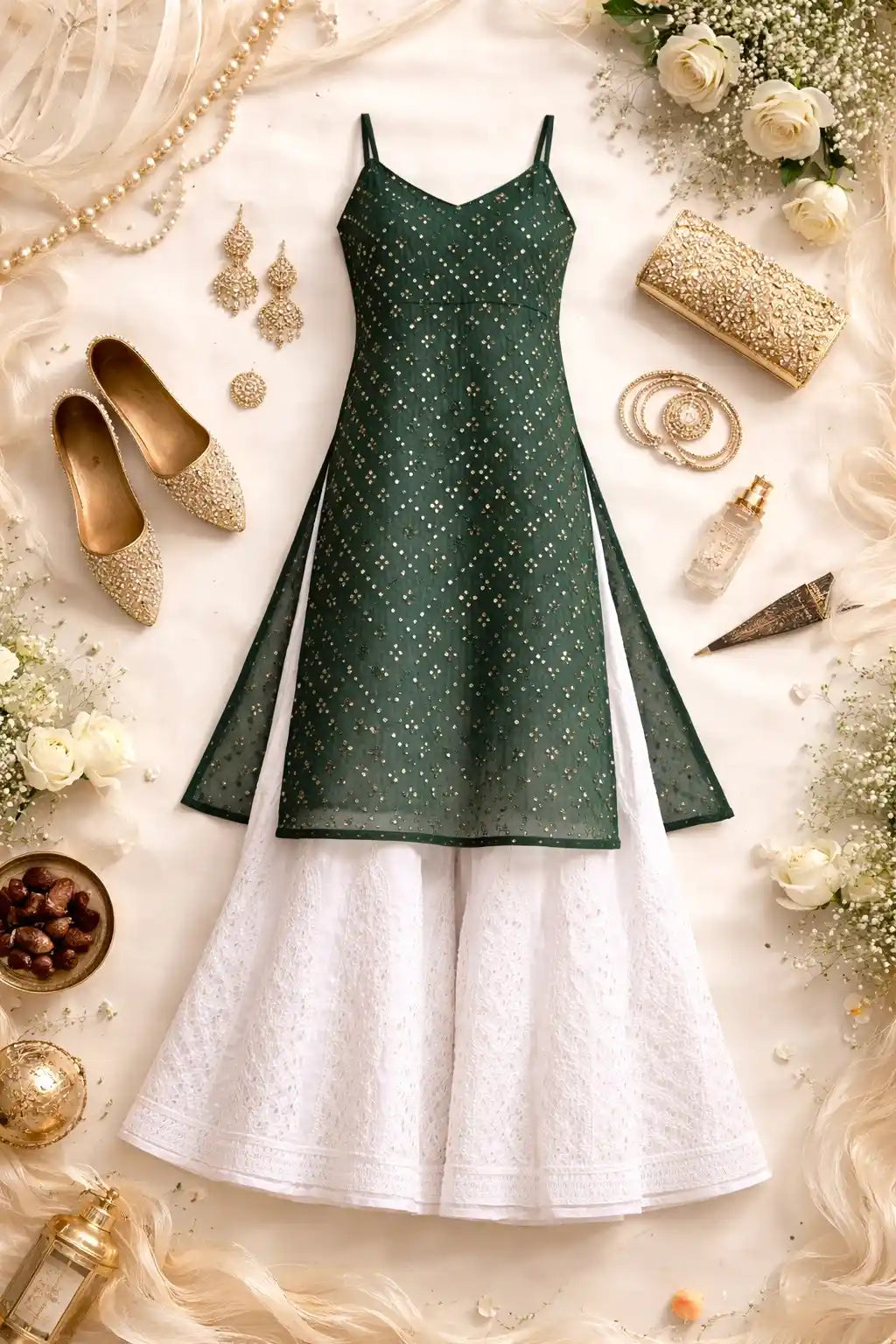 Mahima's Green Mirror Gulnaz Kurta