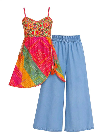 Boho Bloom Bandhej Short Kurti