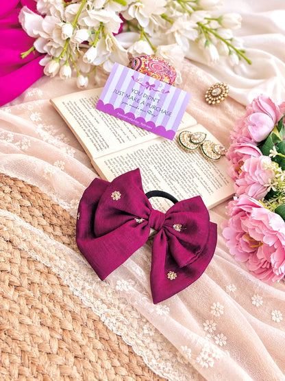 Embroidered Wine Bow Tie