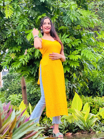 Sunflower Yellow Sequence Gulnaz Kurta