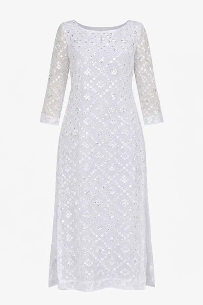 Soft White Mirror Gulnaz Kurta