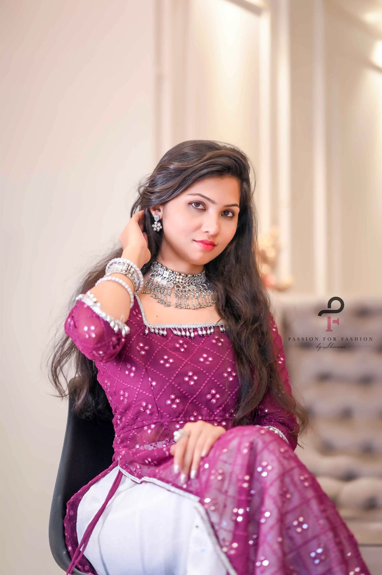 Shiraz Wine Gulnaz Embroidered Kurta