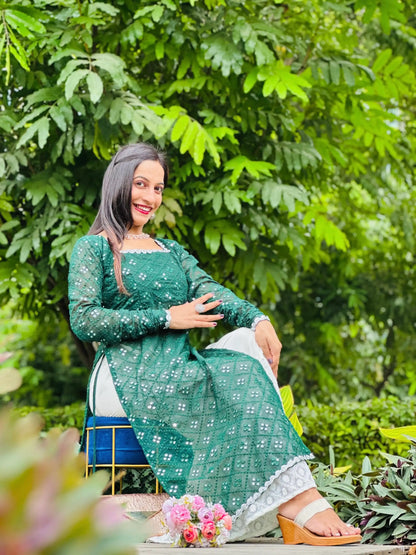 Lawn Green Mirror Gulnaz Kurta