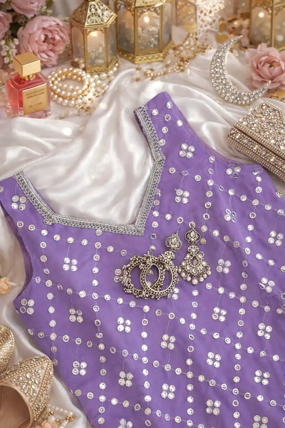 Soft Lilac Embroidered Gulnaz Kurta