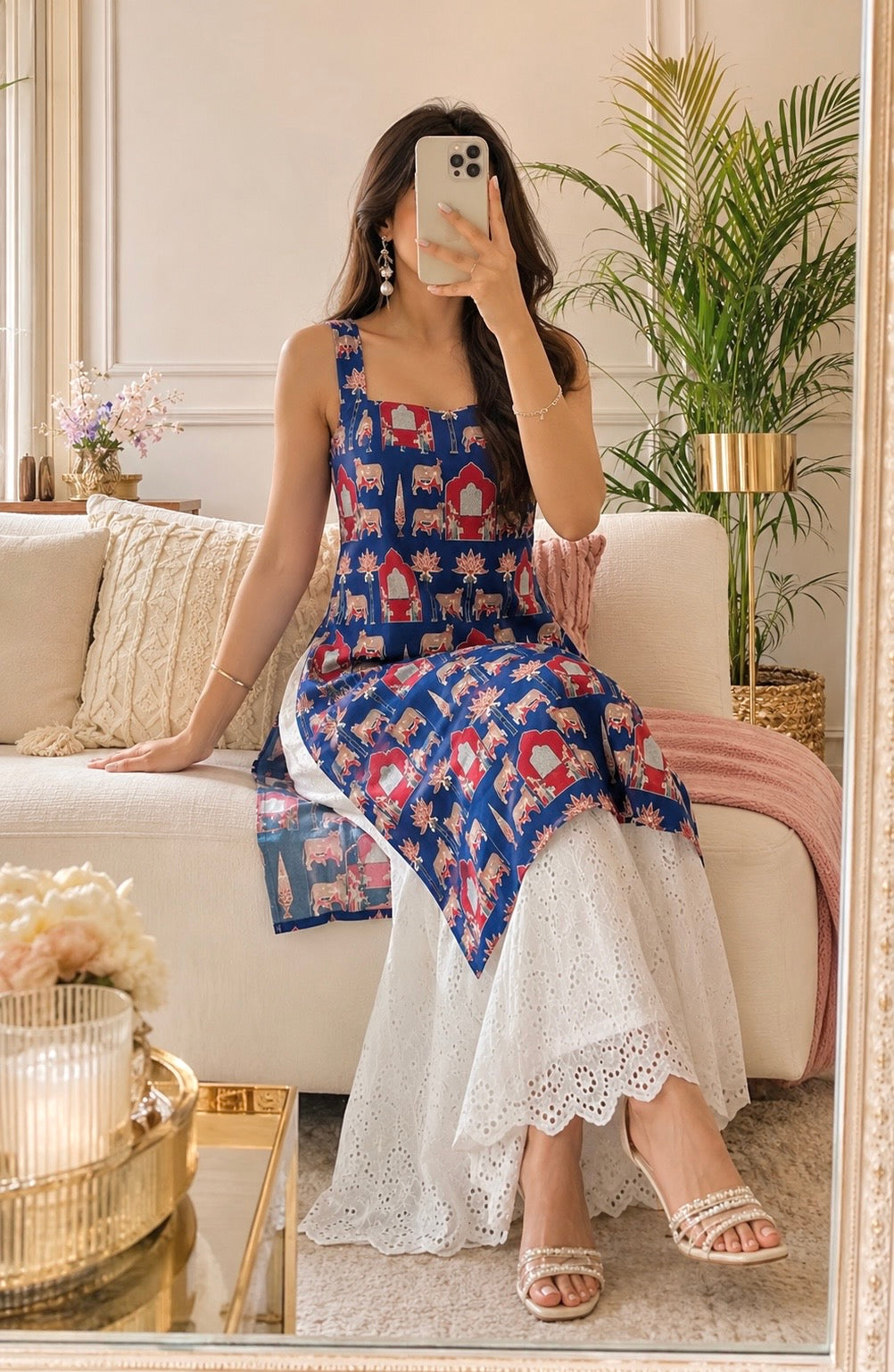 Blue Worli Shell Gulnaz Kurta