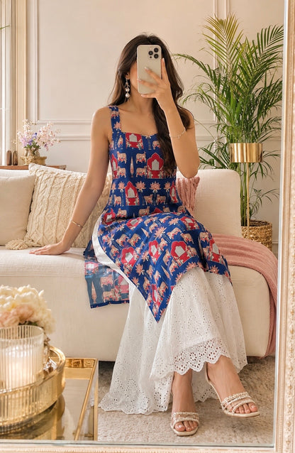 Blue Worli Shell Gulnaz Kurta