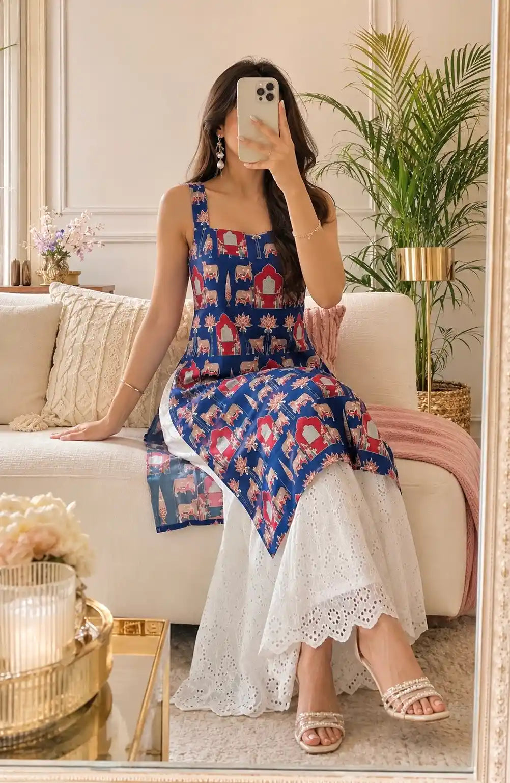 Blue Worli Shell Gulnaz Kurta