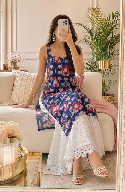 Blue Worli Shell Gulnaz Kurta