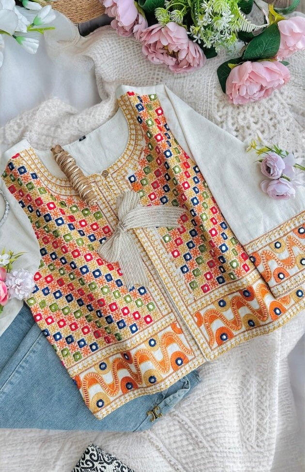 White Mirror Embroidered Jacket - Passion for Fashion by Shivani