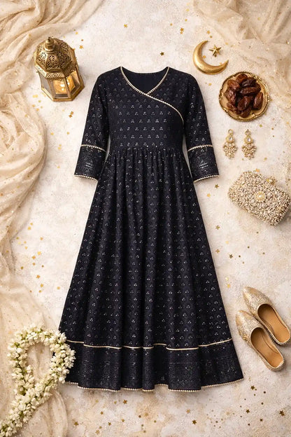 Inky Black Slit Gulnaz Kurta