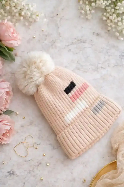 Beige Handcrafted Knitted Wool Cap