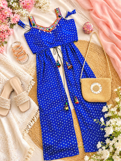 Royal Blue Bandhej Gamti Gulnaz Kurta