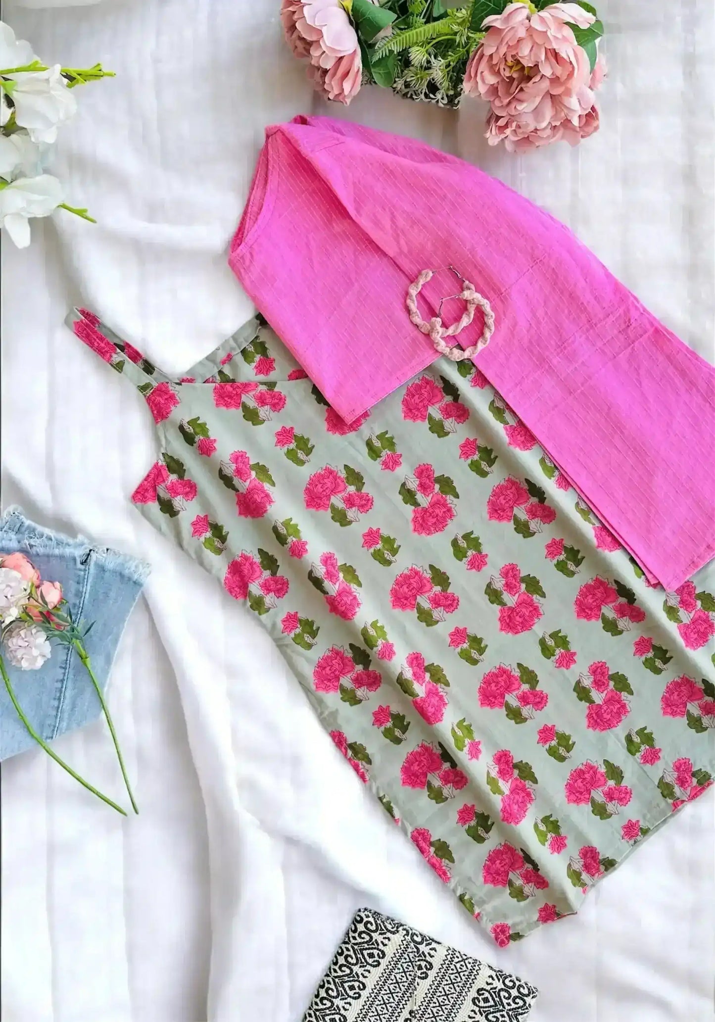Jaipuri Contrast Convertible Kurti
