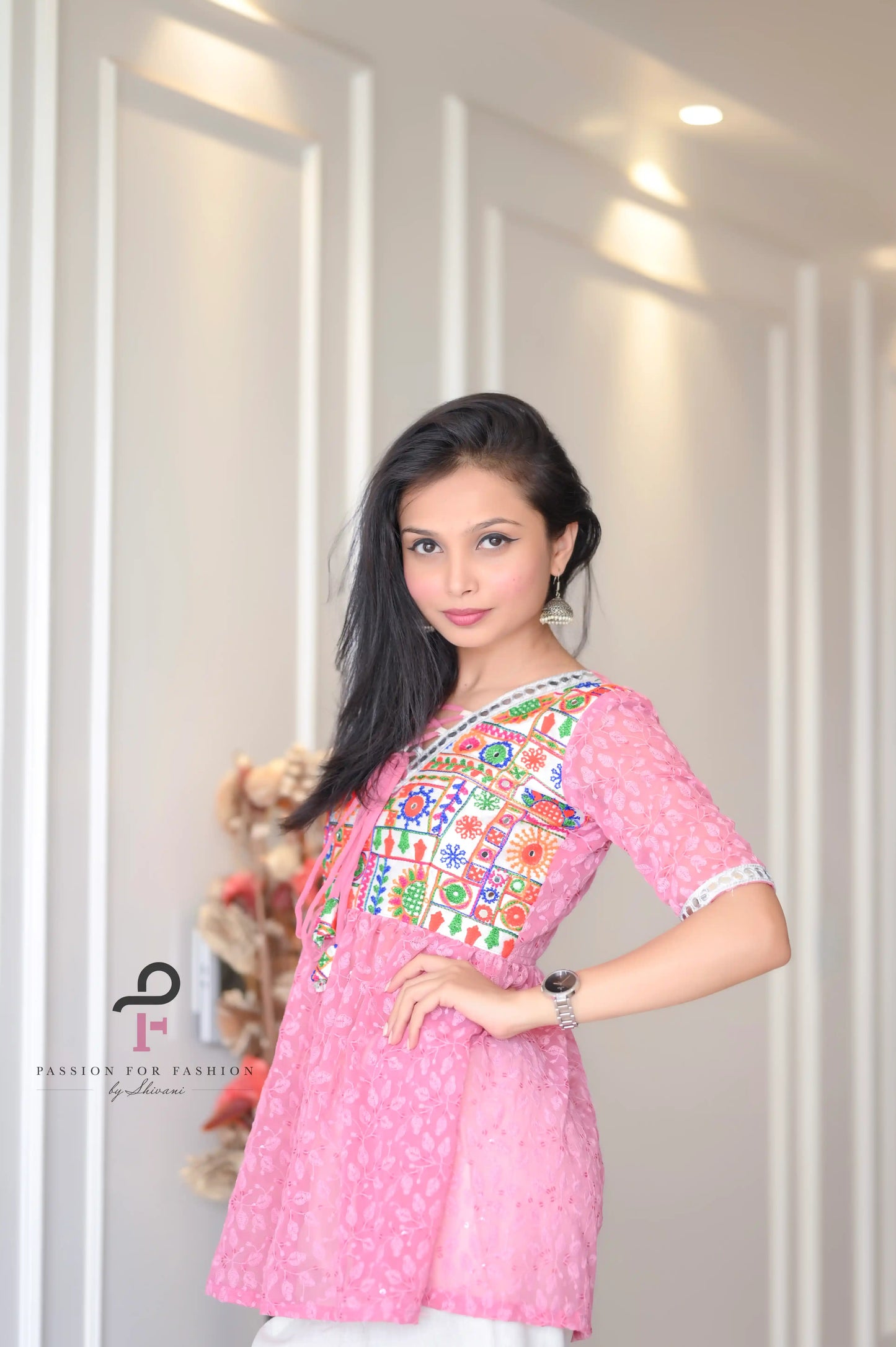 Daisy Peach Embroidered Peplum Top