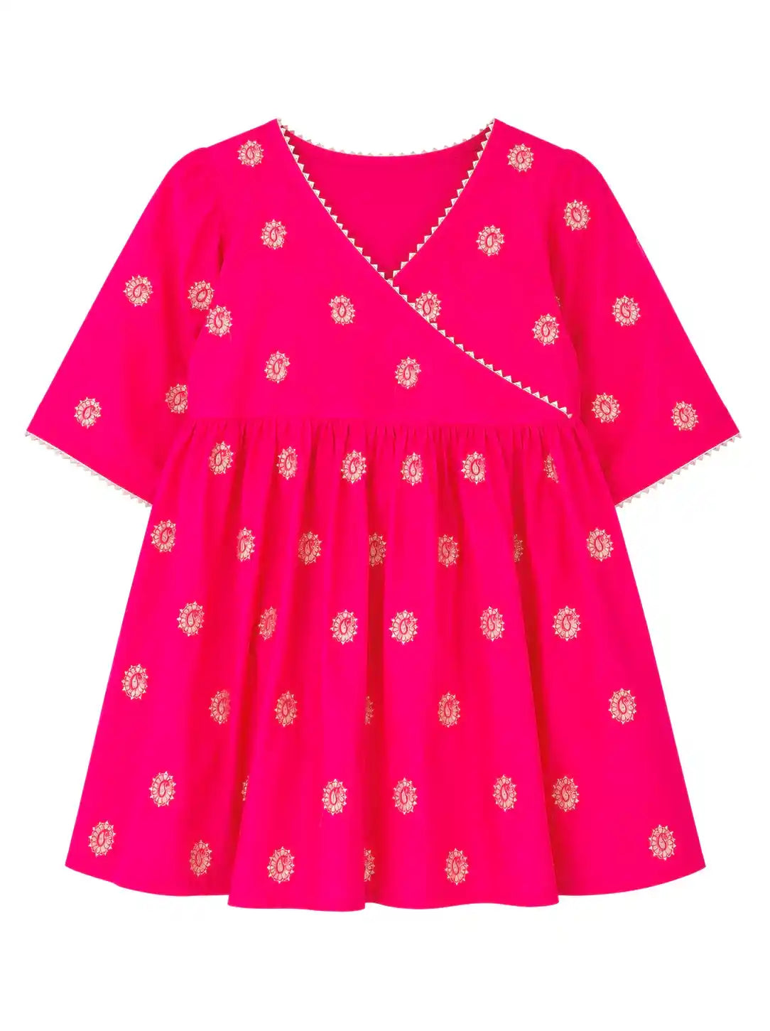 Pink Embroidered Angrakha Top