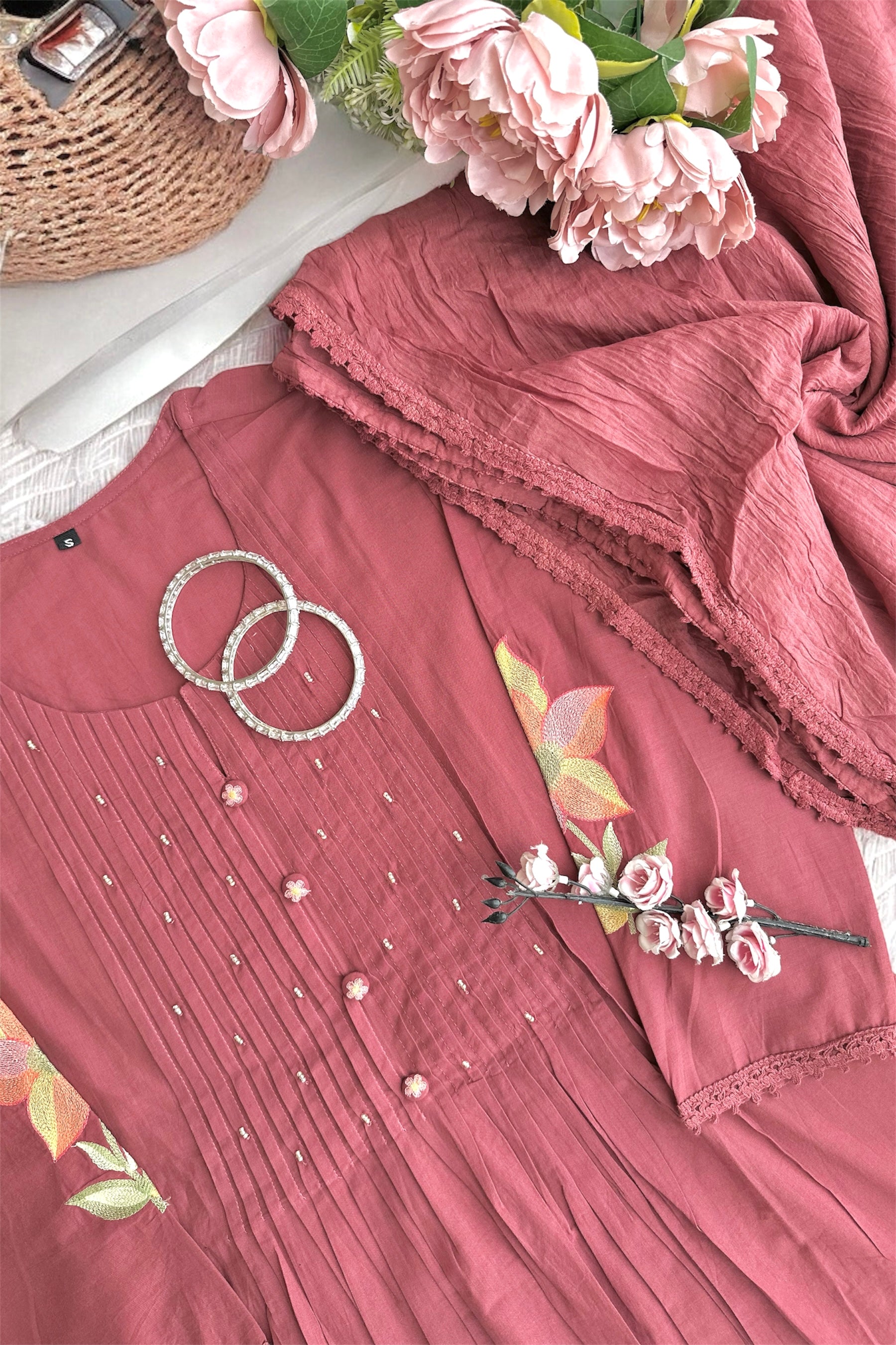 Rose Embroidered Meher Suit Set