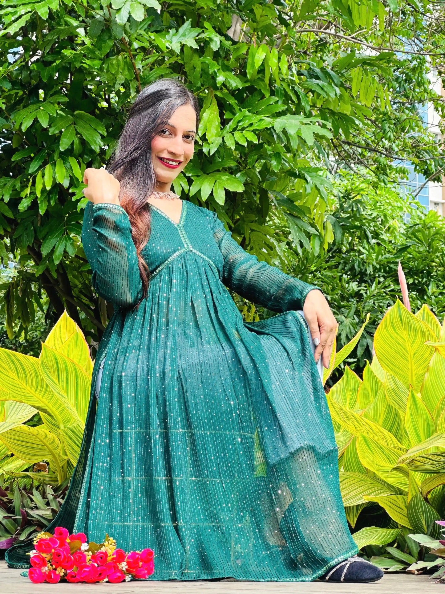 Emerald Green Gulnaz Nyra Kurta