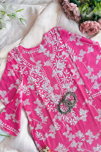 Blush Pink Anokhi Mul Chikan Kurta