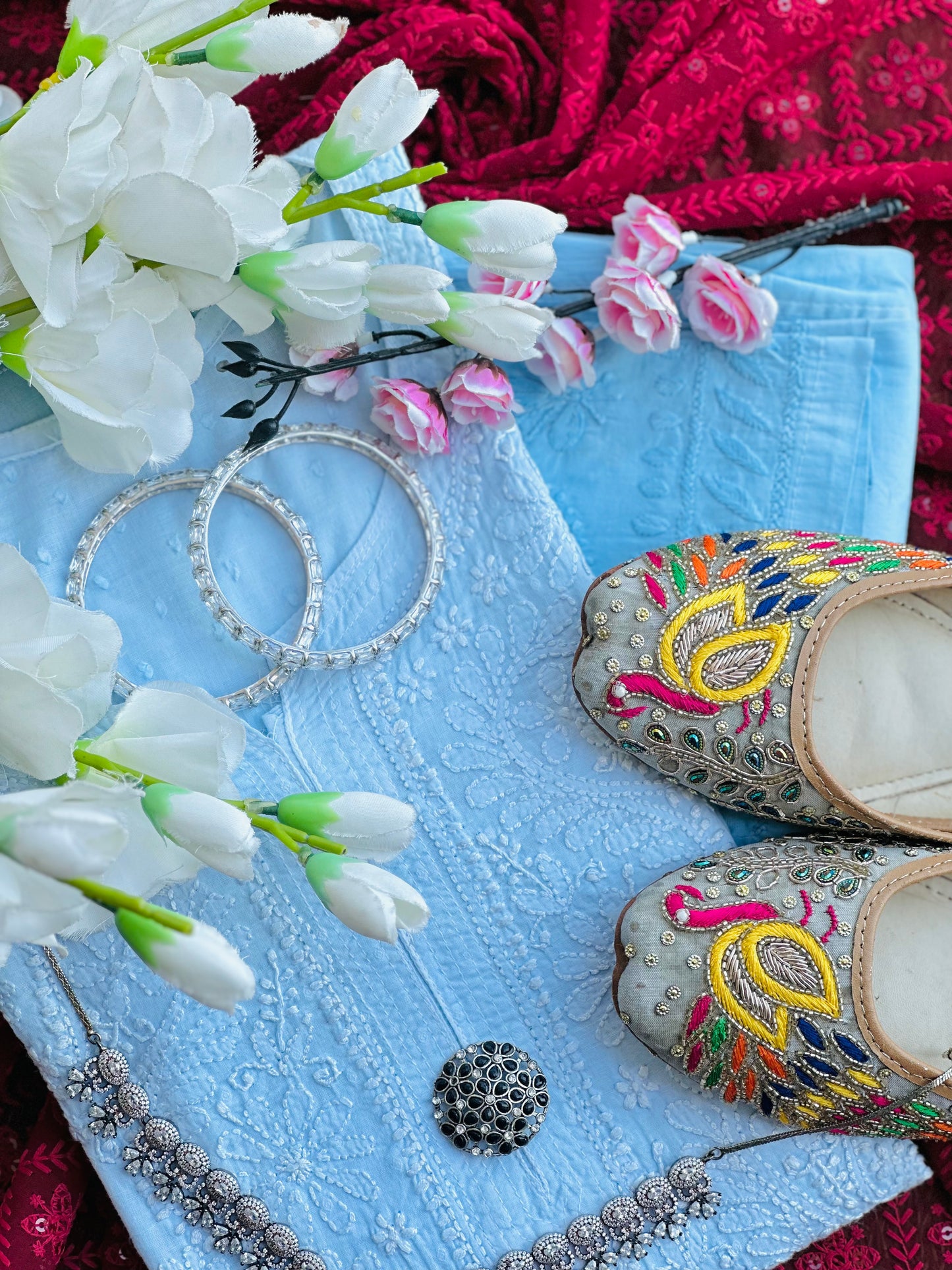 Blush Blue Chikankari Kurta Set