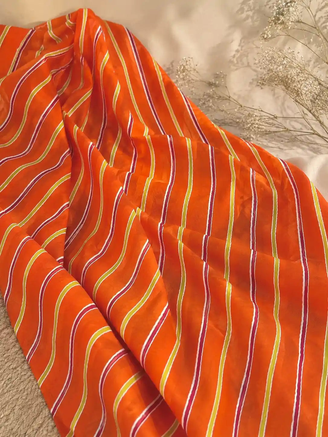 Sunset Stripe Printed Cotton Fabric Cut